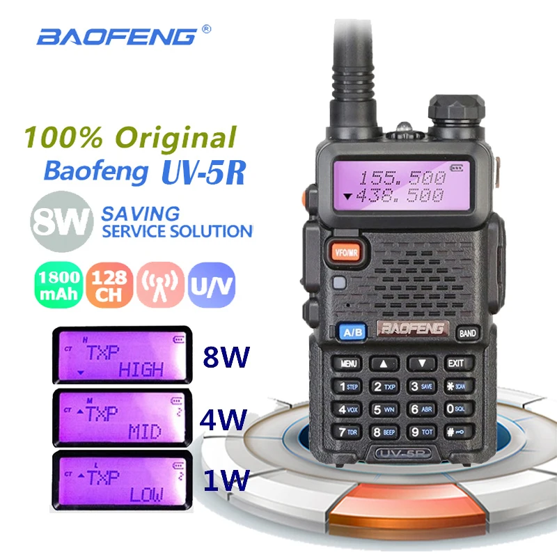 

Baofeng UV-5R 8W Walkie Talkie Dual Band VHF UHF Two Way Radio UV 5R Ham HF Transceiver CB Radio UV 5R Hunting Radio Comunicador