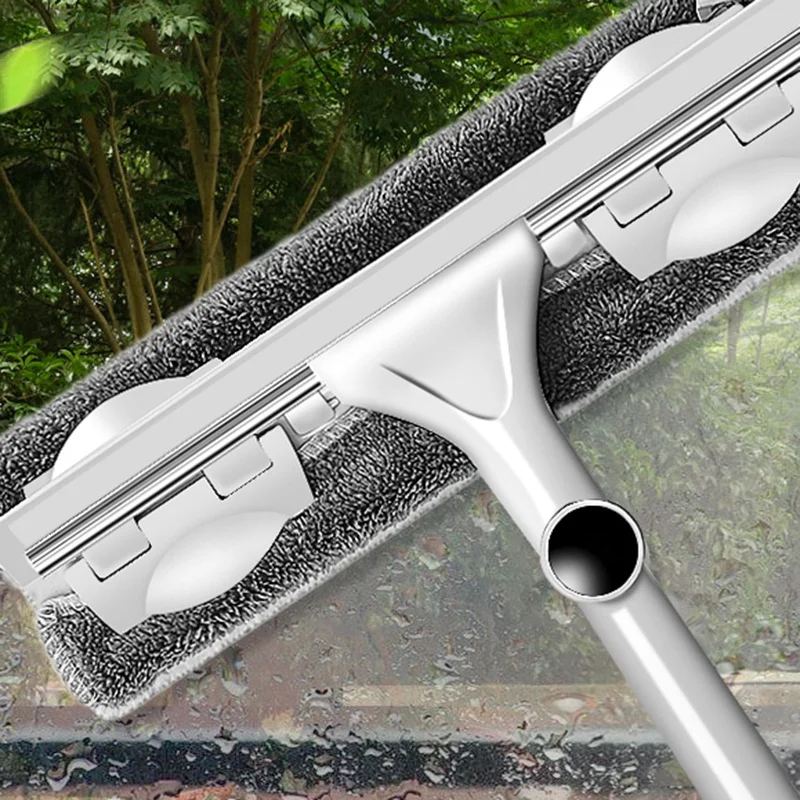 

Glass Cleaning Tool Double-Sided Telescopic Rod Window Cleaner Squeegee Wiper Long Handle Rotating Head Brush Silicone Scrubber