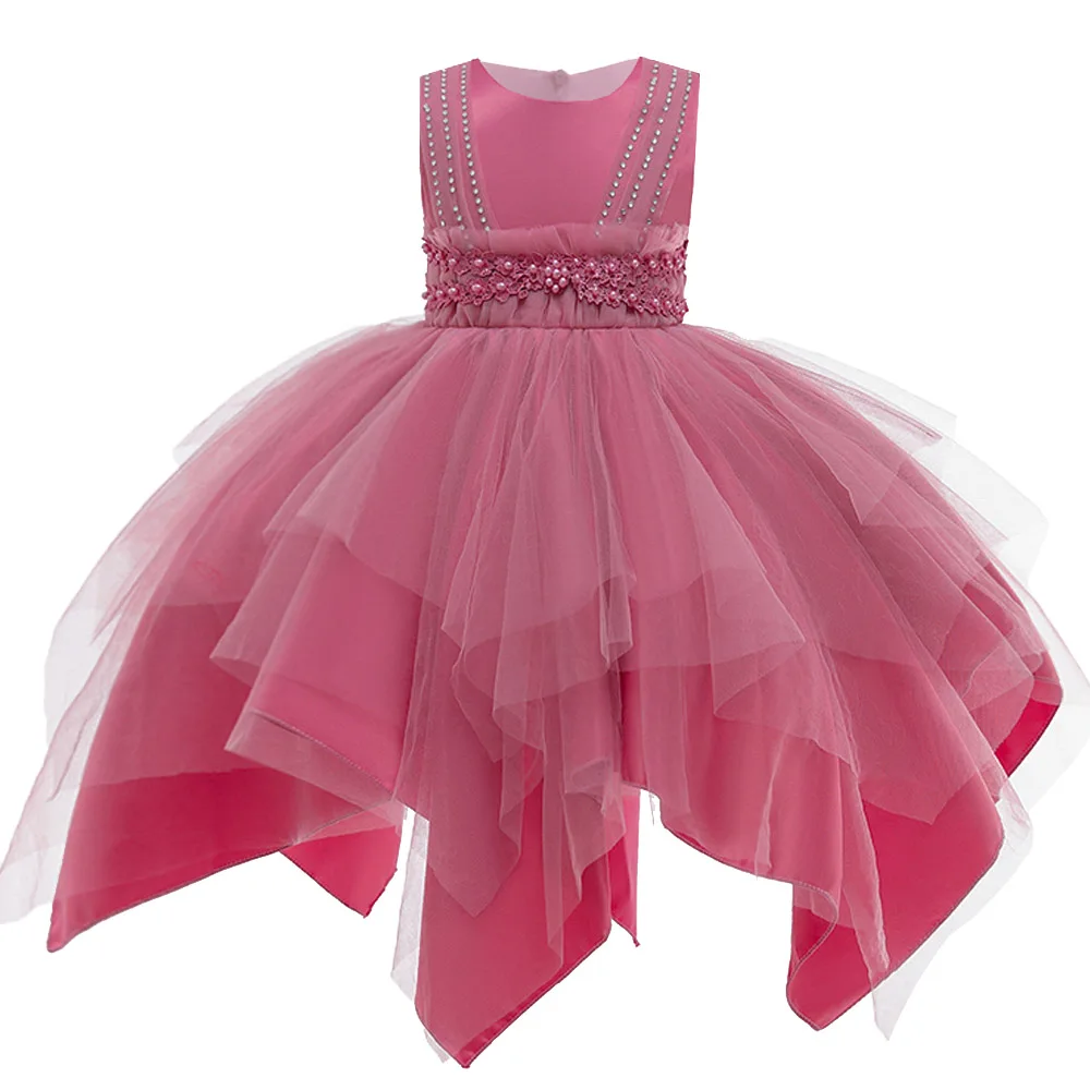 

Flower Kids Girls Wedding Dress Elegant Princess Party Lace Tutu Birthday Formal Sleeveless Dress Clothes 3-10 Years