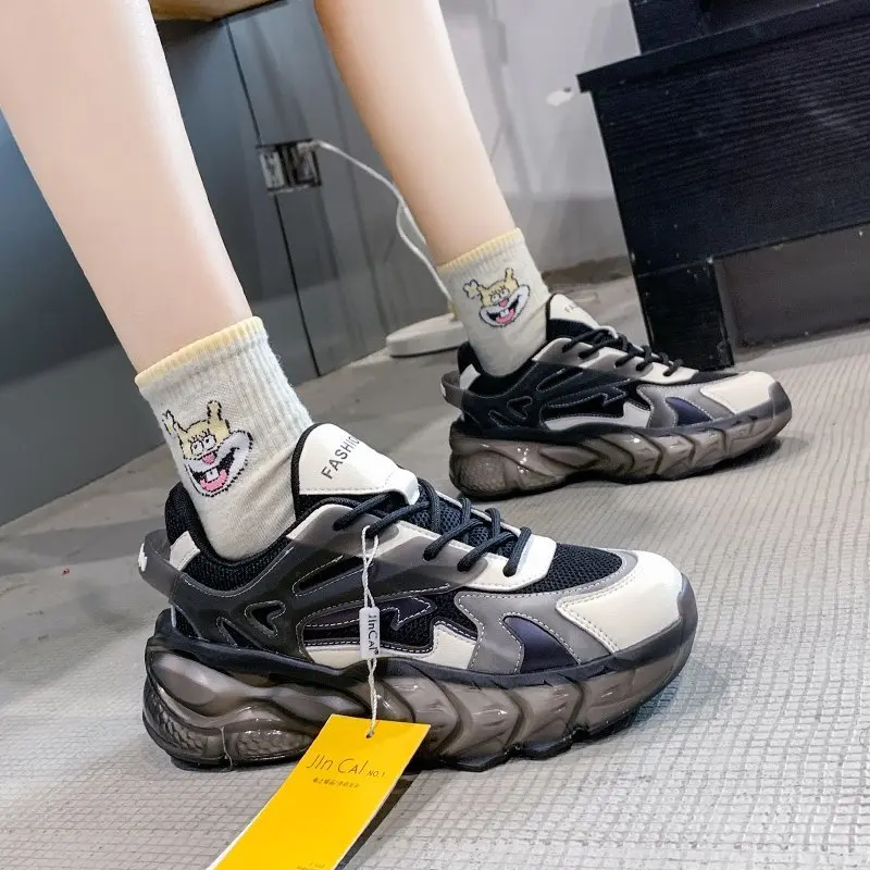 

Sneakers Woman Designer Chunky Sneakers Jelly Sole Ladies Trainers Fashion Thick Bottom Basket Femme Casual Platform Shoes Woman