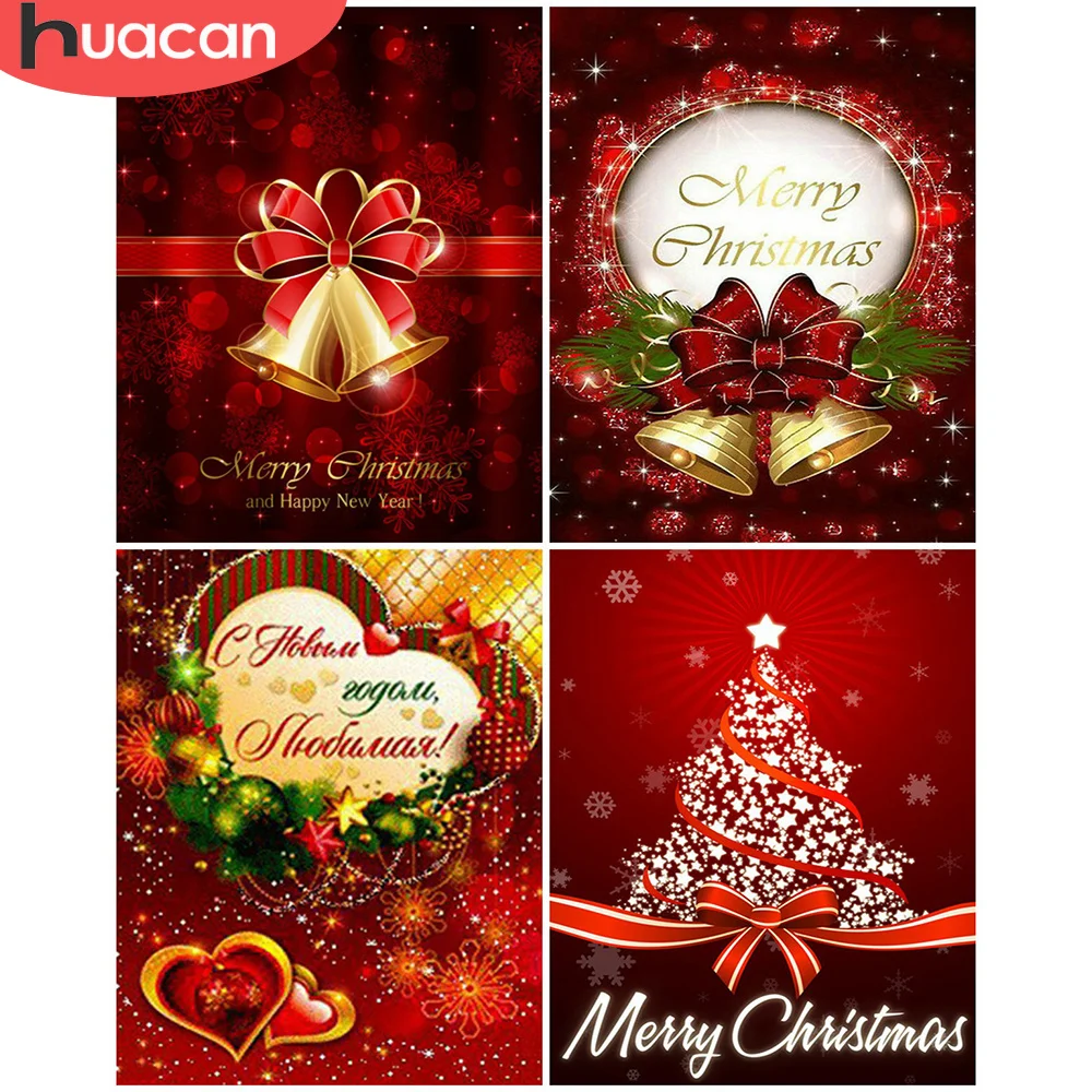 

HUACAN Алмазная Живопись рождество Колокольчики Алмазная мозаика древо алмазная вышивка распродажа искусство стены