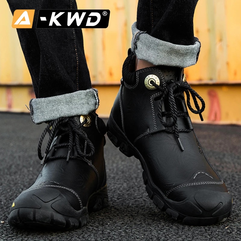 2019 из натуральной кожи Сезон Зима Мужские ботинки теплые деловые с высоким