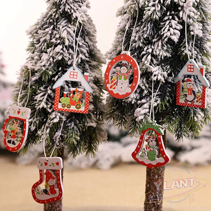 

12Pcs Christmas Snowflakes Wooden Pendants Xmas Tree Ornaments Home Hanging Decor Christmas Decorations for Home Navidad 2021