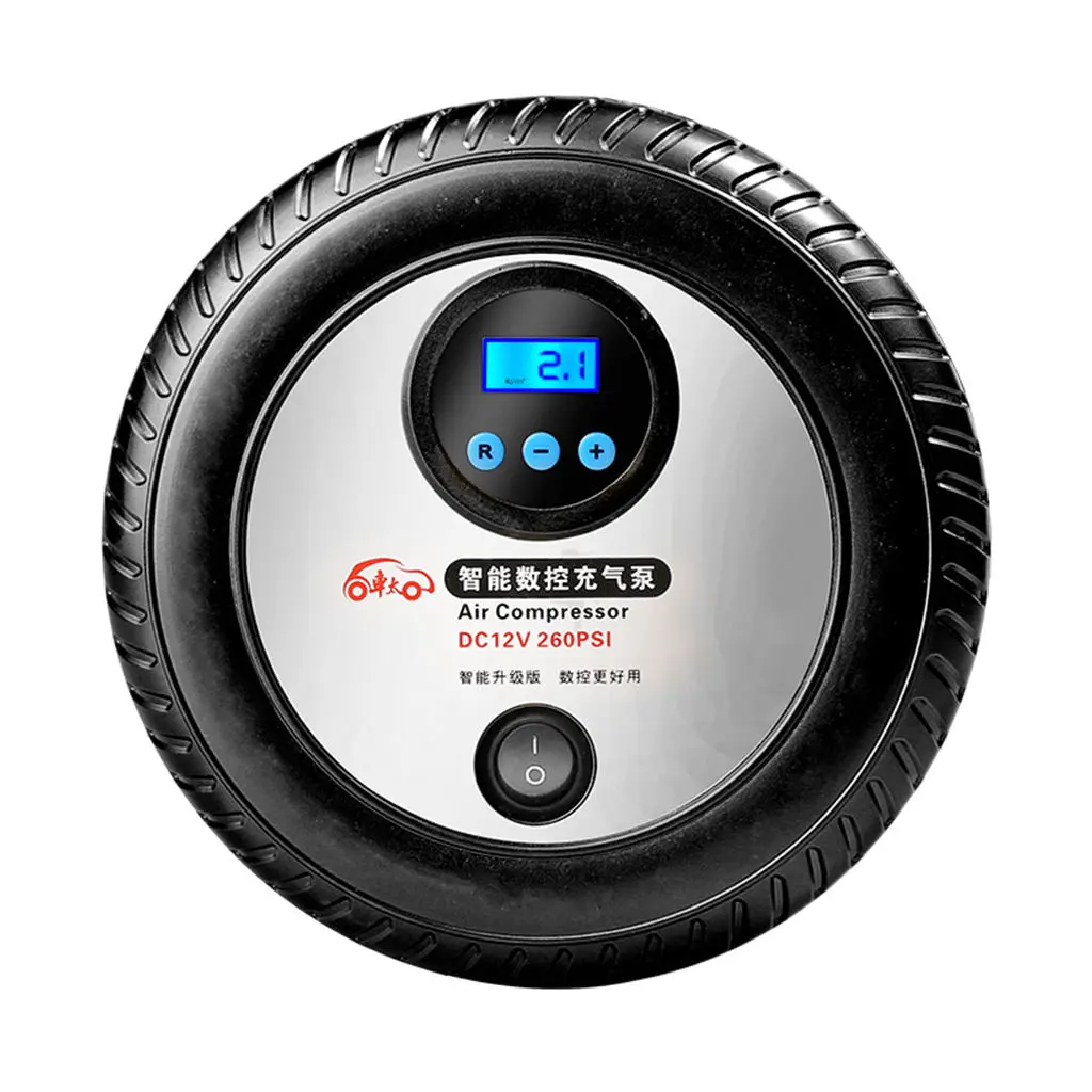

260PSI 12VDC Mini Air Compressor Tyre Inflator Auto Car Ball Pump Tool, Black
