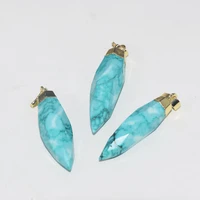 fashion jewelry gold cap long green howlite point pendant female 2020 stripe turquoises gem stone pendant for women accessories