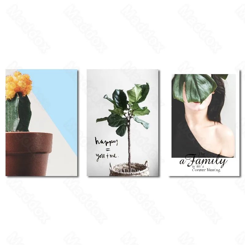 

Canvas Printing Sexy Strapless Beauty Character Green Plant Potted Cactus European Style Niche Creative Hanging Painting