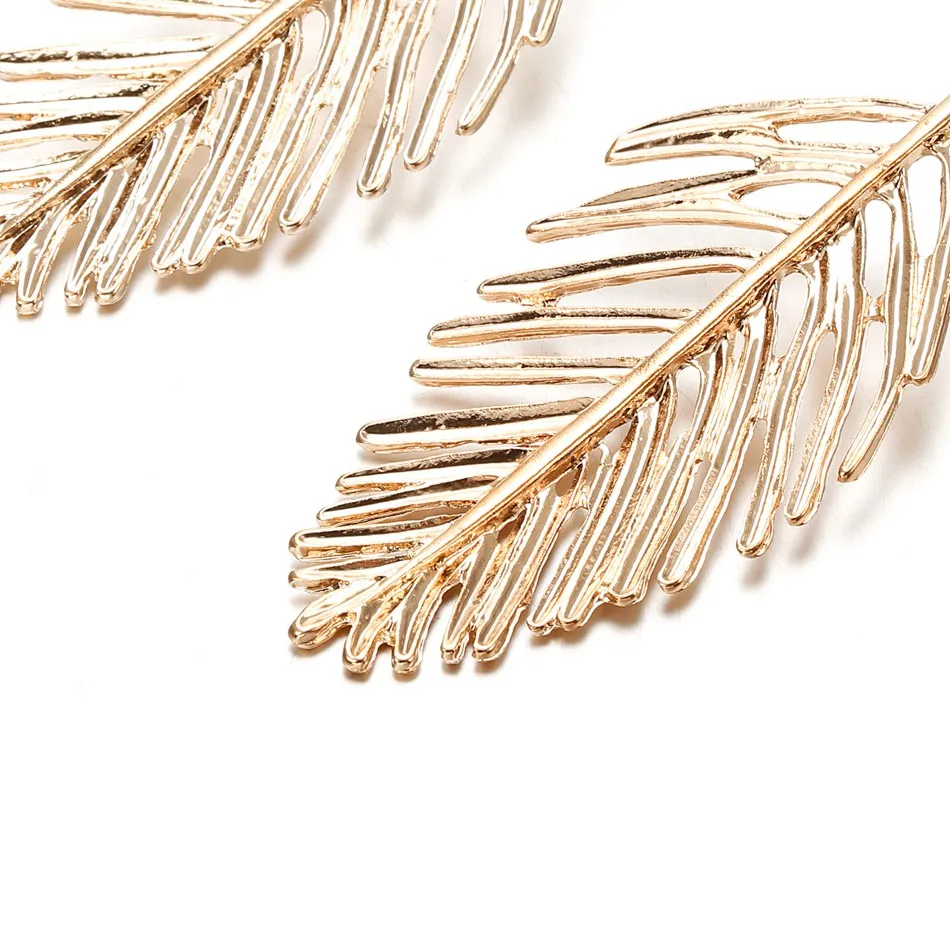Женские модные серьги подвески в Корейском стиле золотистые длинные с листом