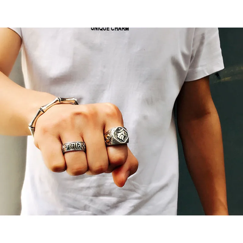 Мужское и женское кольцо на санскрите из серебра 925 пробы|Кольца| |