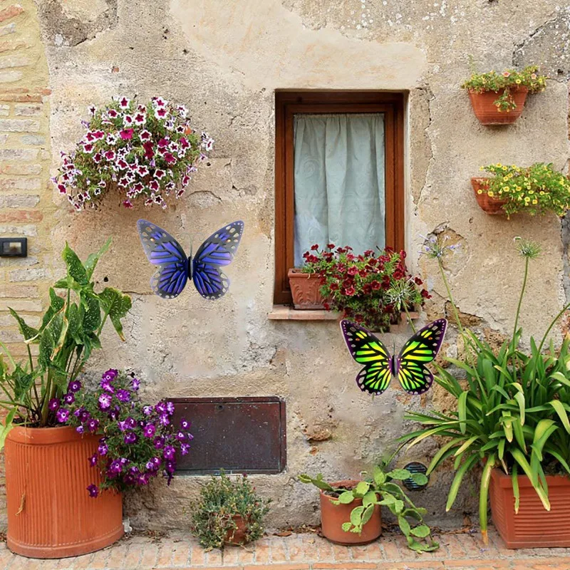 4Pcs Metal Butterfly Home Wall Decor Hanging Sculpture Art Garden Courtyard Fence Decorative | Дом и сад