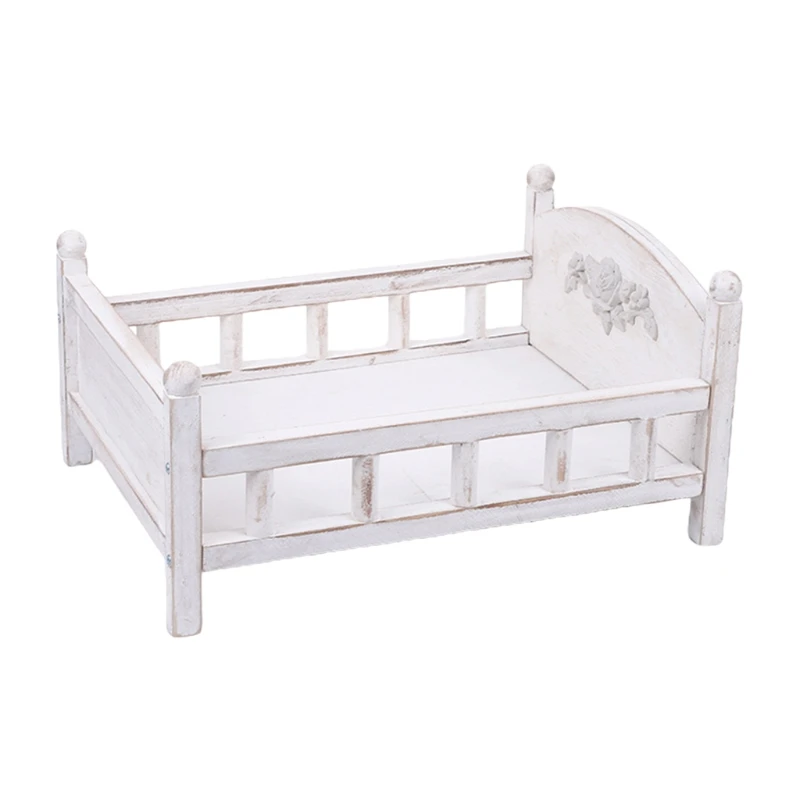 

85DE Newborn Posing Detachable Mini Retro Bed Baby Photo Shooting Props Wooden Crib Infant Photograph Accessory