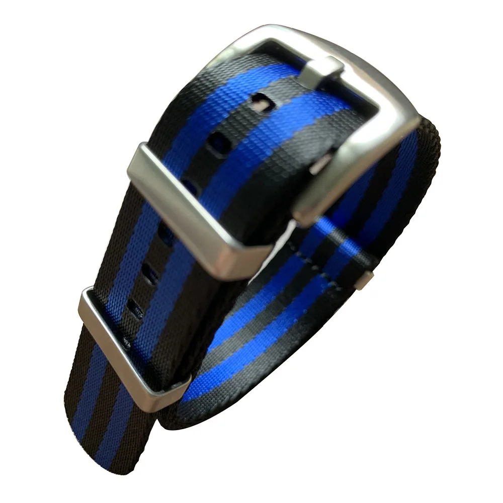 Премиум ремень безопасности нейлоновый ремешок для часов NATO 20 мм 22 двойной синий