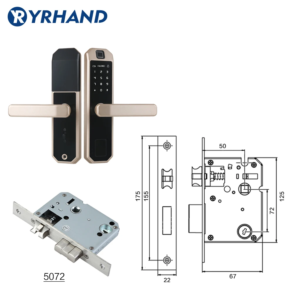 5072 mortise TTlock приложение отпечатков пальцев Дверной замок Смарт wifi карта цифровой код электронный дверной замок Домашний врезной замок безопасности - Цвет: 5072 mortise