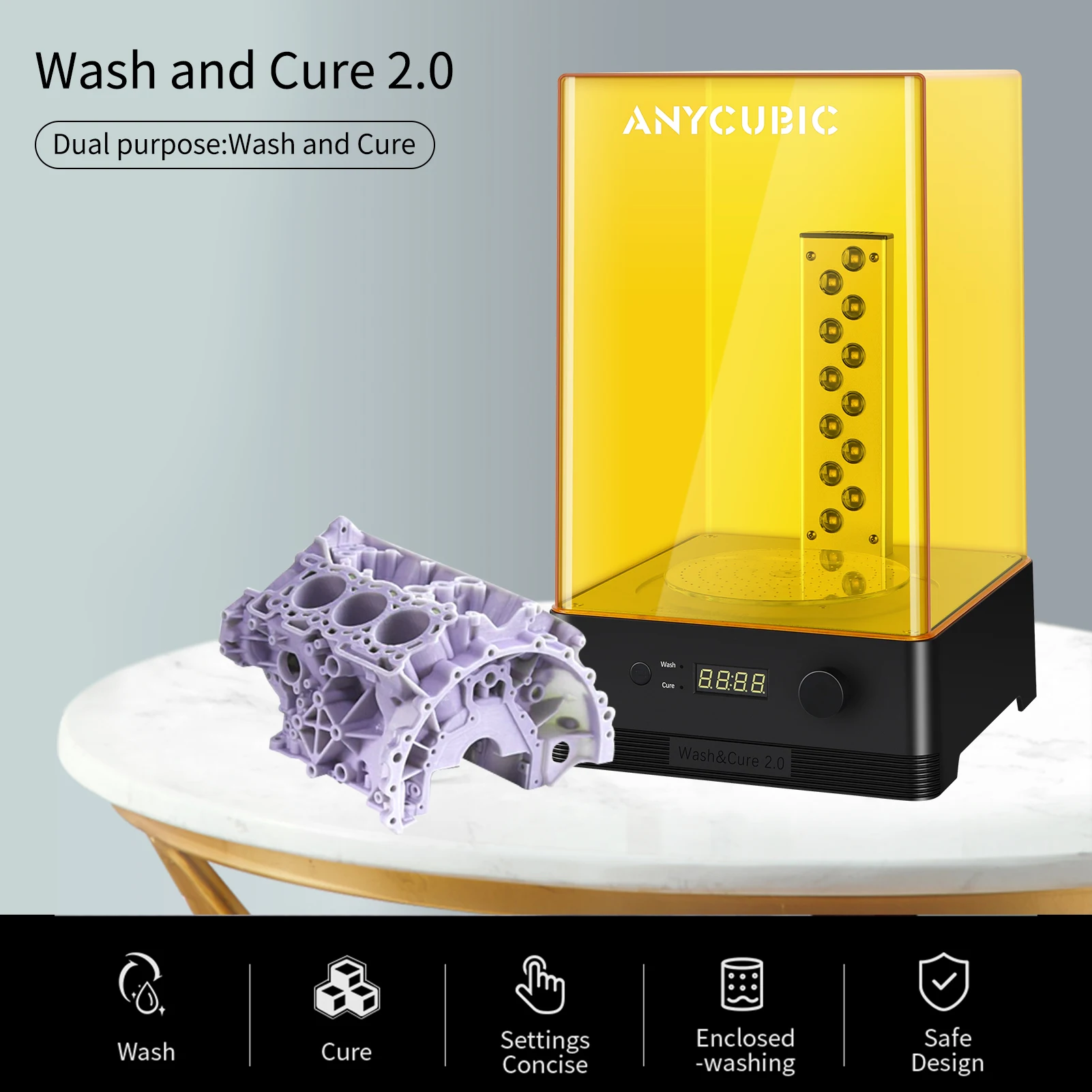 Оригинальный Улучшенный 3D принтер ANYCUBIC Wash & Cure 2 0 в 1|3D принтеры| |