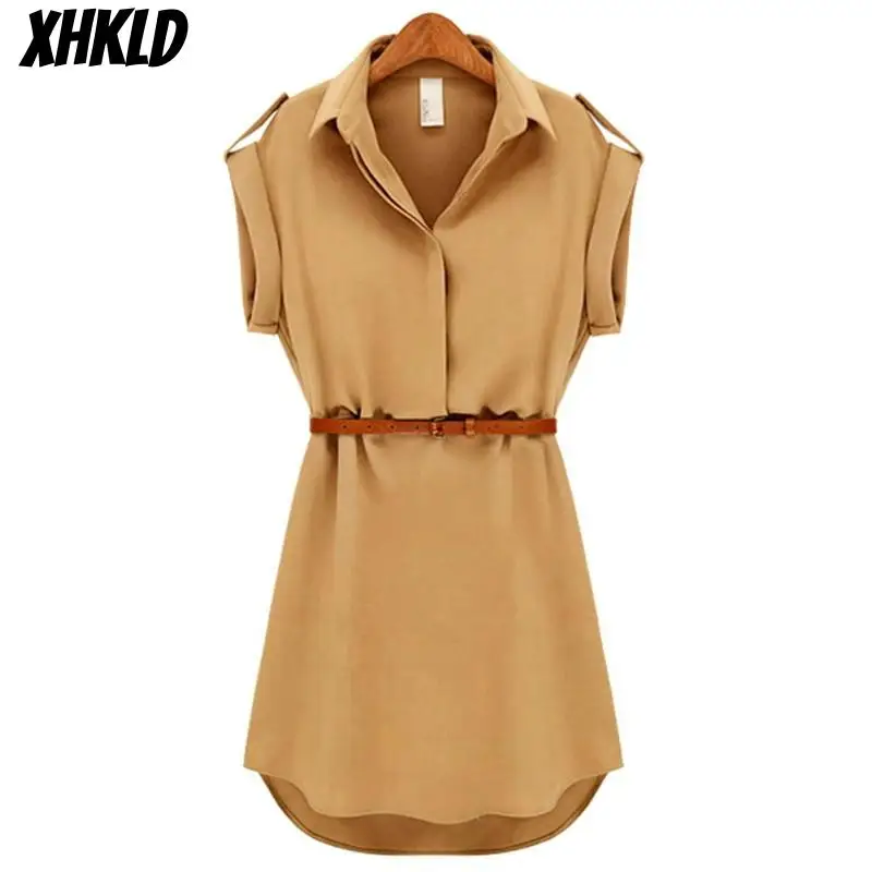 Xhcld модное женское сексуальное летнее платье-рубашка мини платье с отворотом без