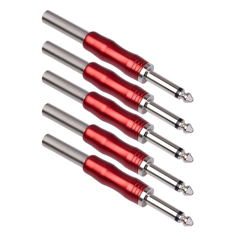 

5PC Jack 6.35 Microphone Plug 6.35mm Mono Male Plug Connector Audio Speaker Electric Guitar Welding Plug