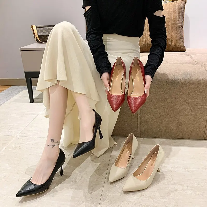 

Women's shoes high heels fashion pointed toe single shoes spring and autumn new British style all-match work shoes stiletto X722