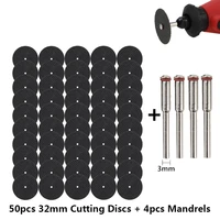 54pcs abrasive cutting disc 32mm with mandrels grinding wheels for dremel accesories metal cutting rotary tool saw blade