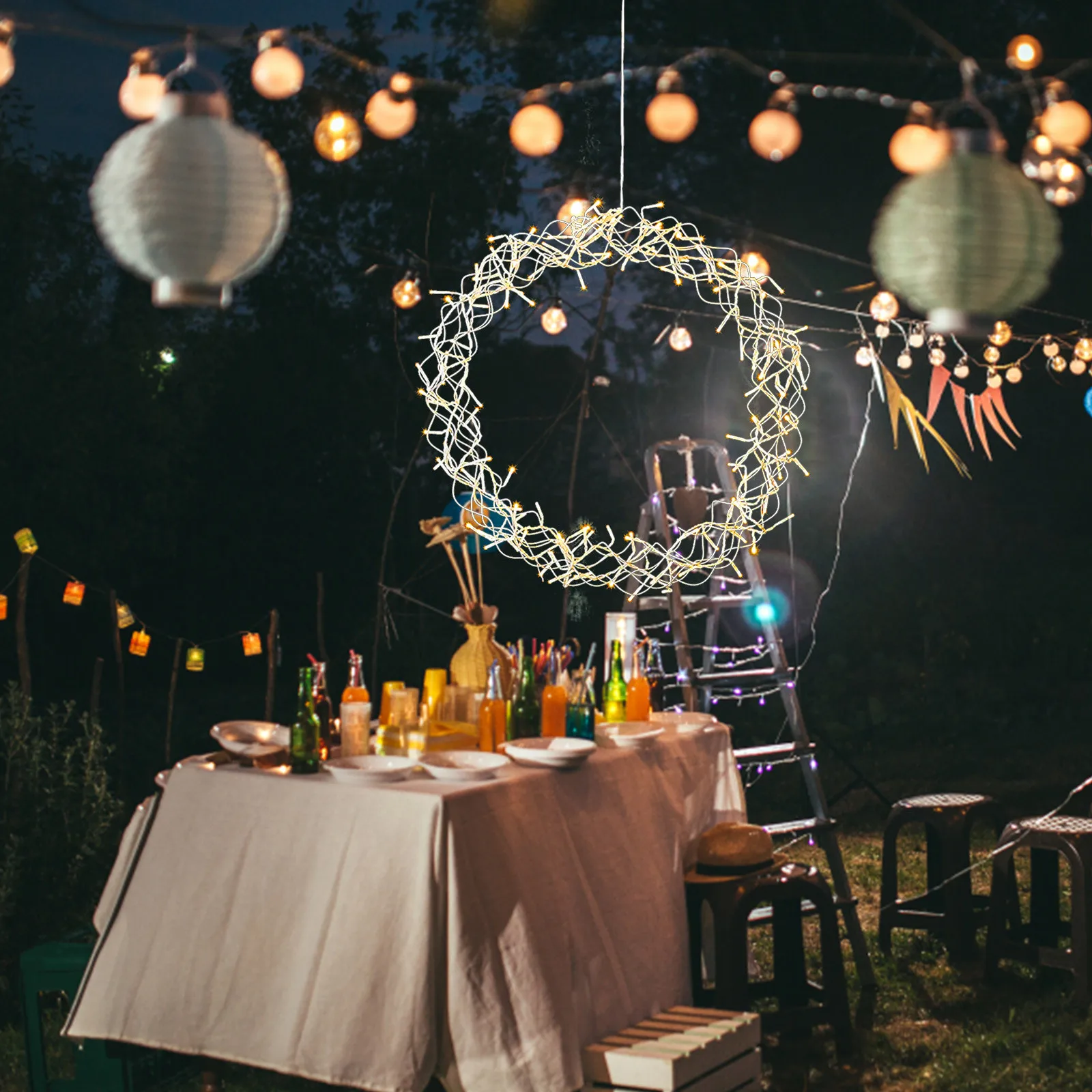 2pc LED Light Wreath 30cm Diameter Gold Wire Mesh With Warm White Lighting For Wedding Party Curtain Garden Decoration Wreat | Дом и сад
