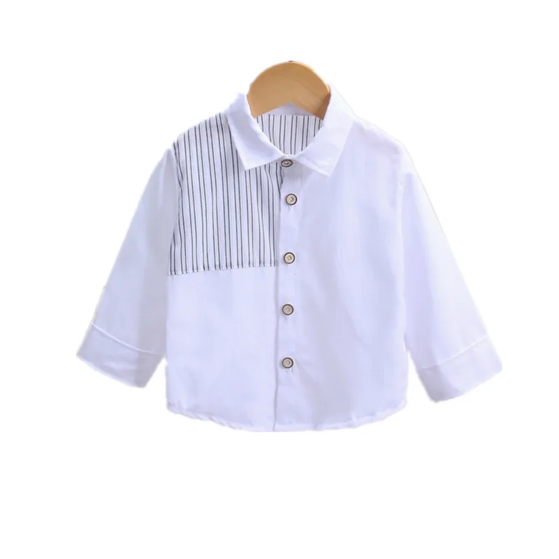 

New Spring Autumn Baby Boys Cotton Clothes Children Stripe Colorblock Shirts One Piece Toddler Casual Clothing Kids XS15