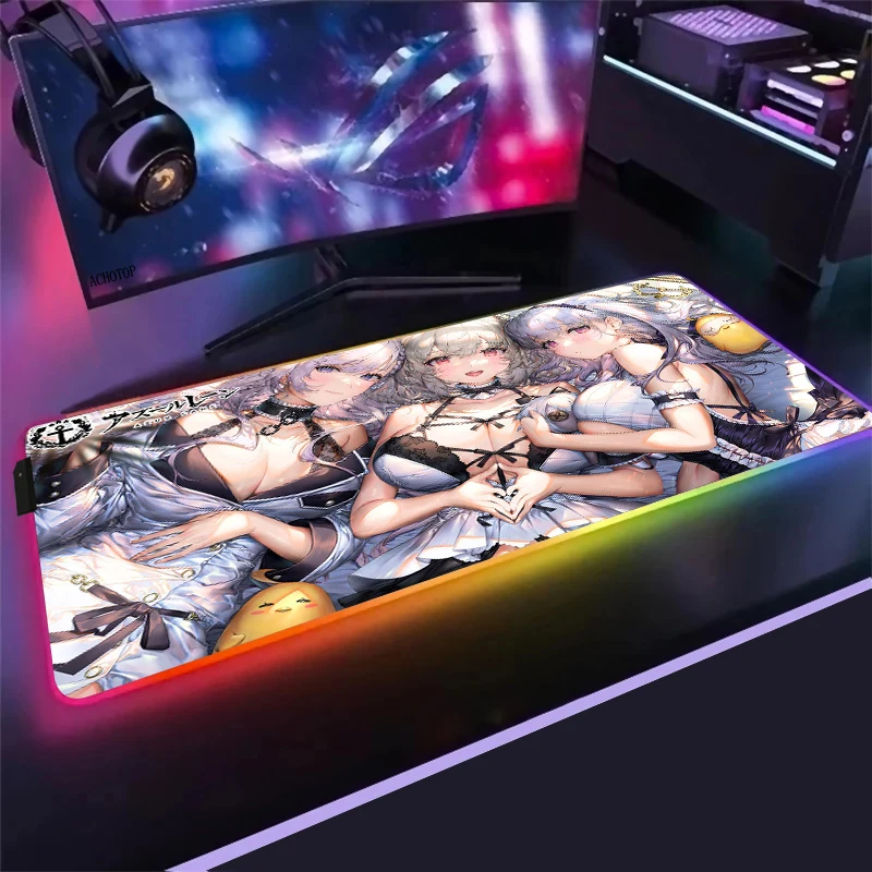 

Azur Lane Gaming Mouse Pad Computer Mousepad RGB Large Mouse Pad Gamer XXL Mouse Carpet Mause Pad PC Desk Play Mat with Backlit