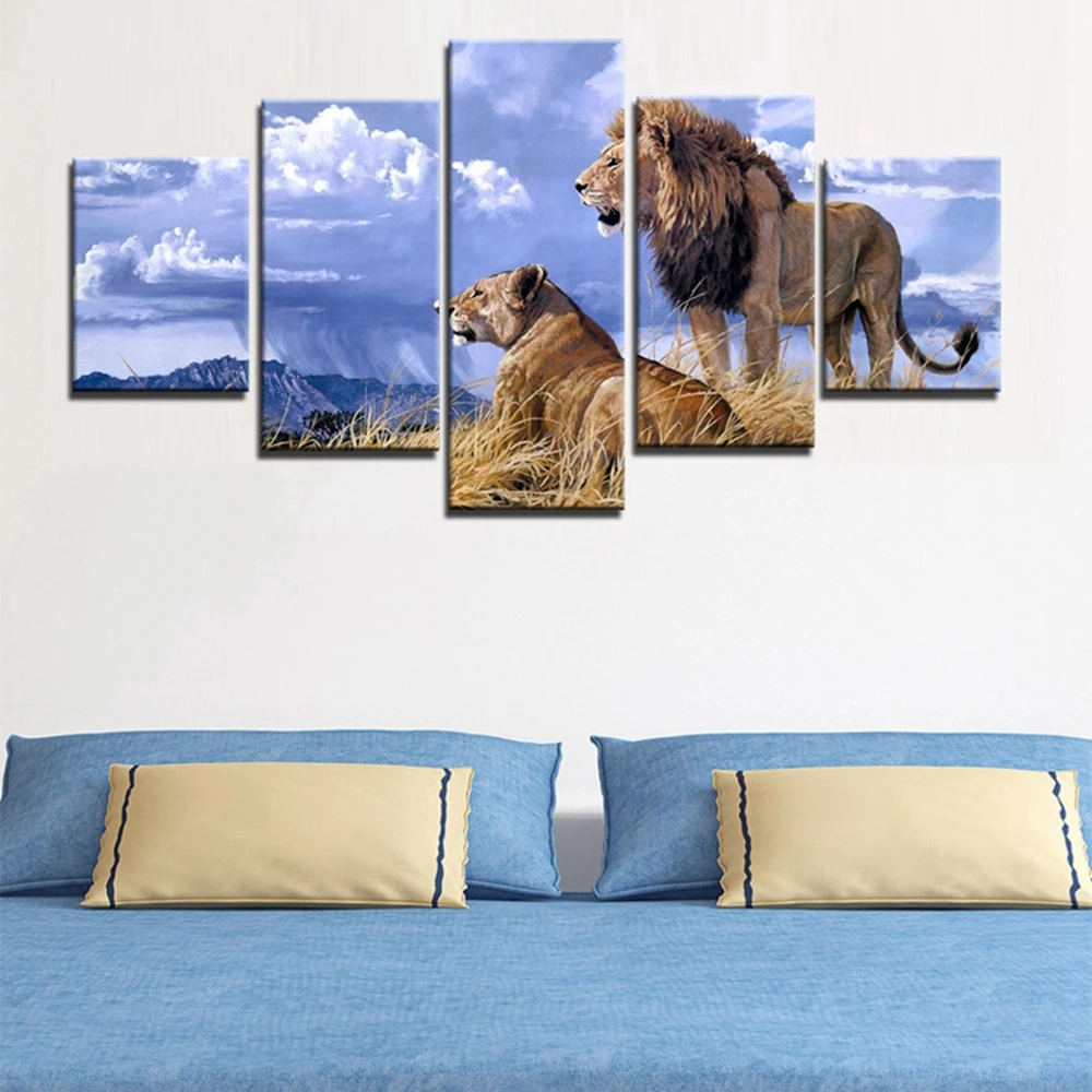 Настенный декор с изображением коричневого льва картины на холсте для кухни