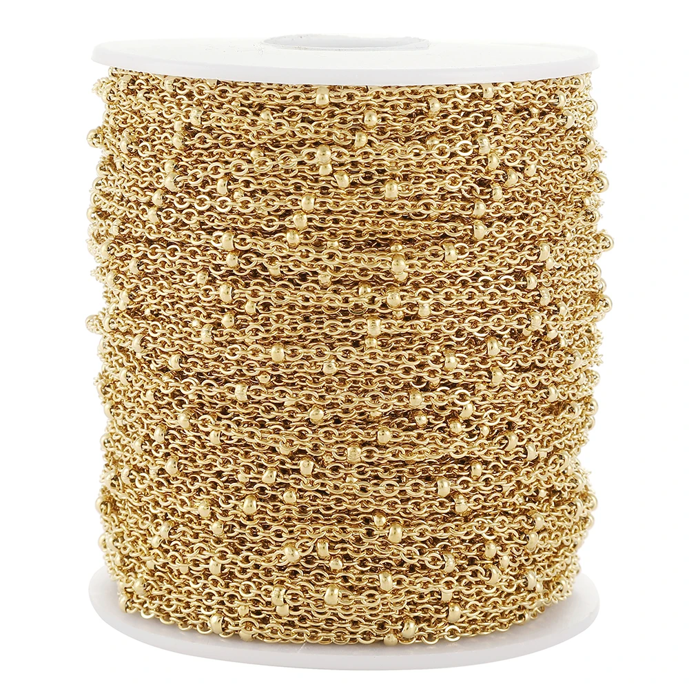 

2Meters Stainless Steel Fashion Cable Link Chains With Beads For DIY Anklet Necklaces Bracelet Jewelry Making Supplies Wholesale