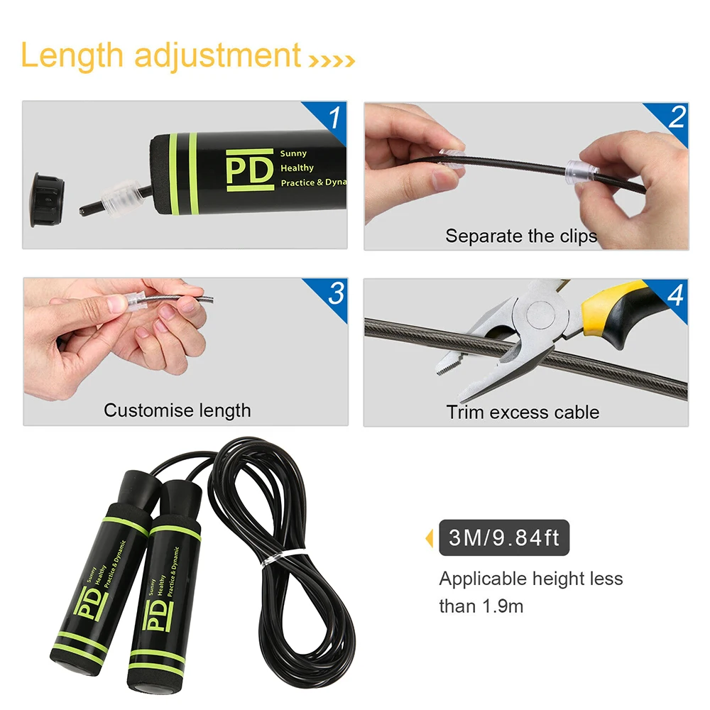 

Bearing Jump RopeTangle-Free Jumping Rope Adjustable Skipping Rope Speed Crossfit Home Fitness Equipments Skipping