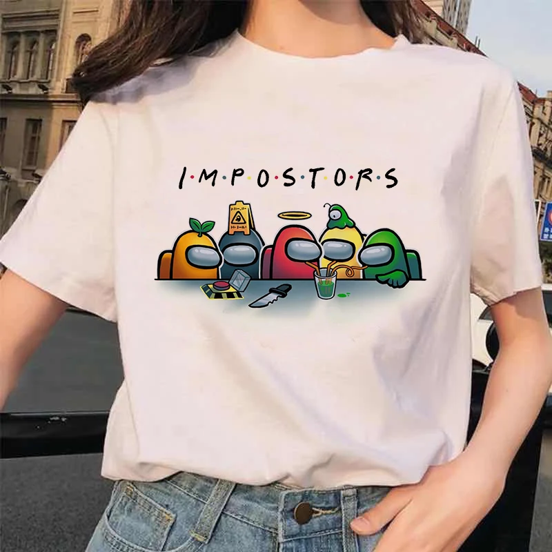 

Game Among Us T-shirt Women Kawaii Summer Cartoon Graphic Tees Funny Harajuku Couple loose short sleeves Female aesthetic Tops