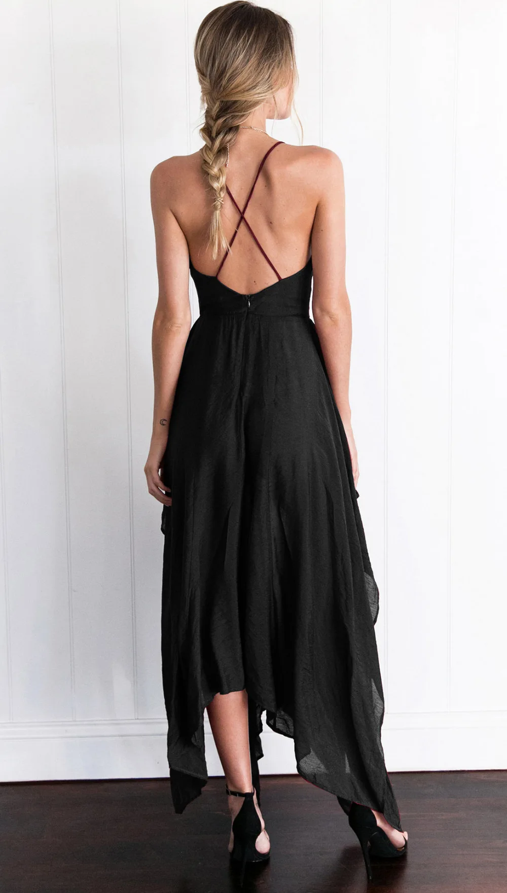 

Summer Hot Sales Europe America Womens Dress Camisole V-Neck Irregular Hem Sexy One Piece Long Skirts