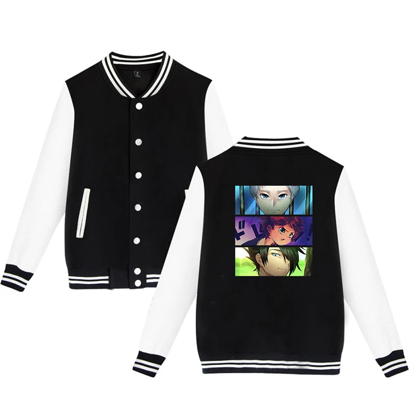 

New Japan Anime The Promised Neverland Baseball Jacket Coat Men Women Hoodie Sweatshirts Tops Long Sleeve Unisex Hoodies Jackets