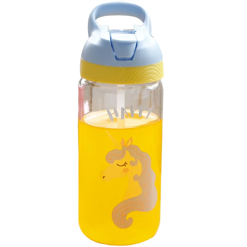Стеклянная бутылка с соломинкой в виде единорога портативная кружка для