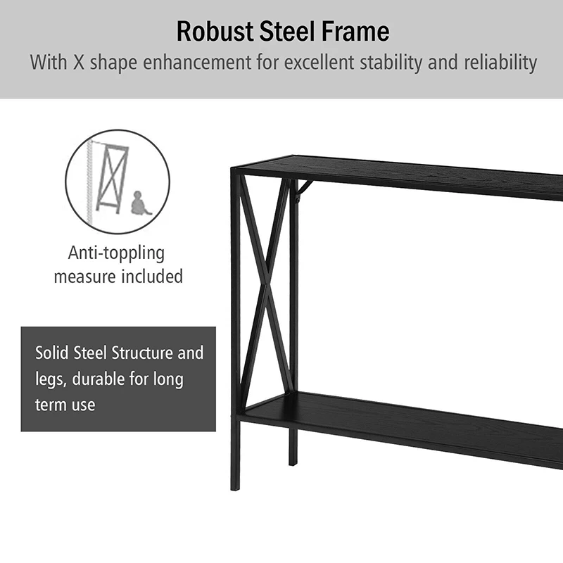 

Modern Chic 2 Tier Narrow Accent Side Entryway Living Room Cabinets Bulky Storage Space Solid Metal Frame Elegant Console Table