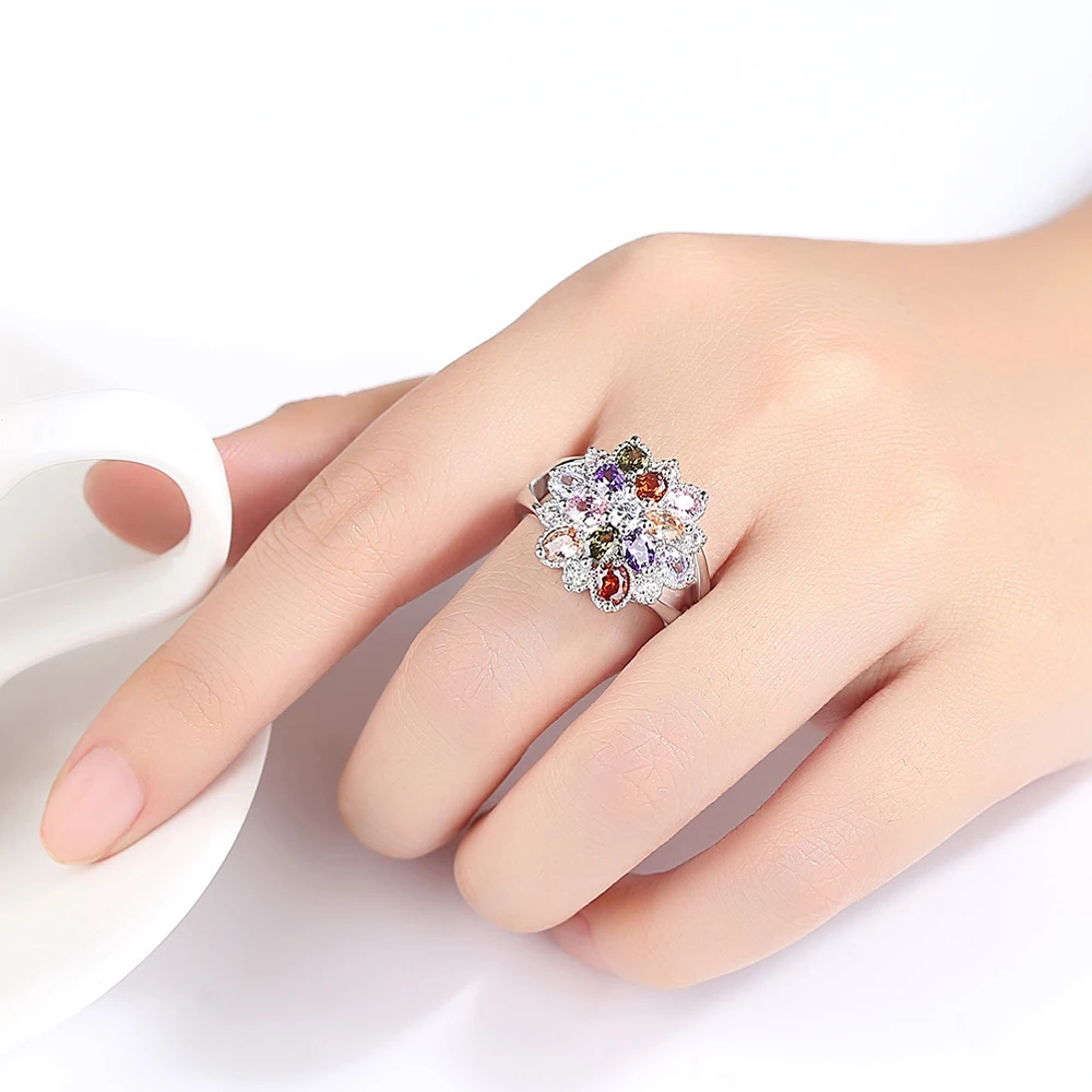 Модные кольца женское серебристое ювелирное изделие разноцветное украшение с