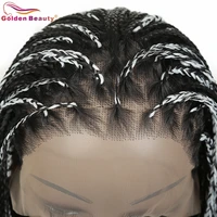 28inch synthetic long hair pigtails lace front box braids wigs with breathable cap for women african american style dreads