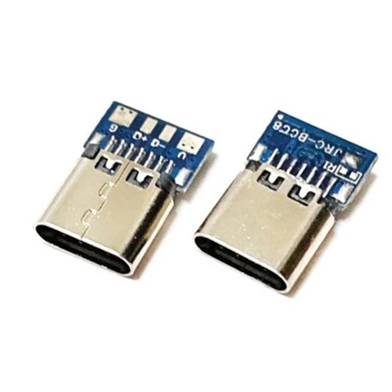 

2 Pieces Micro USB Type-C Standard Port Connector 16 Pin Female Solder Jack 180 Vertical Shield USB Repair Replacement