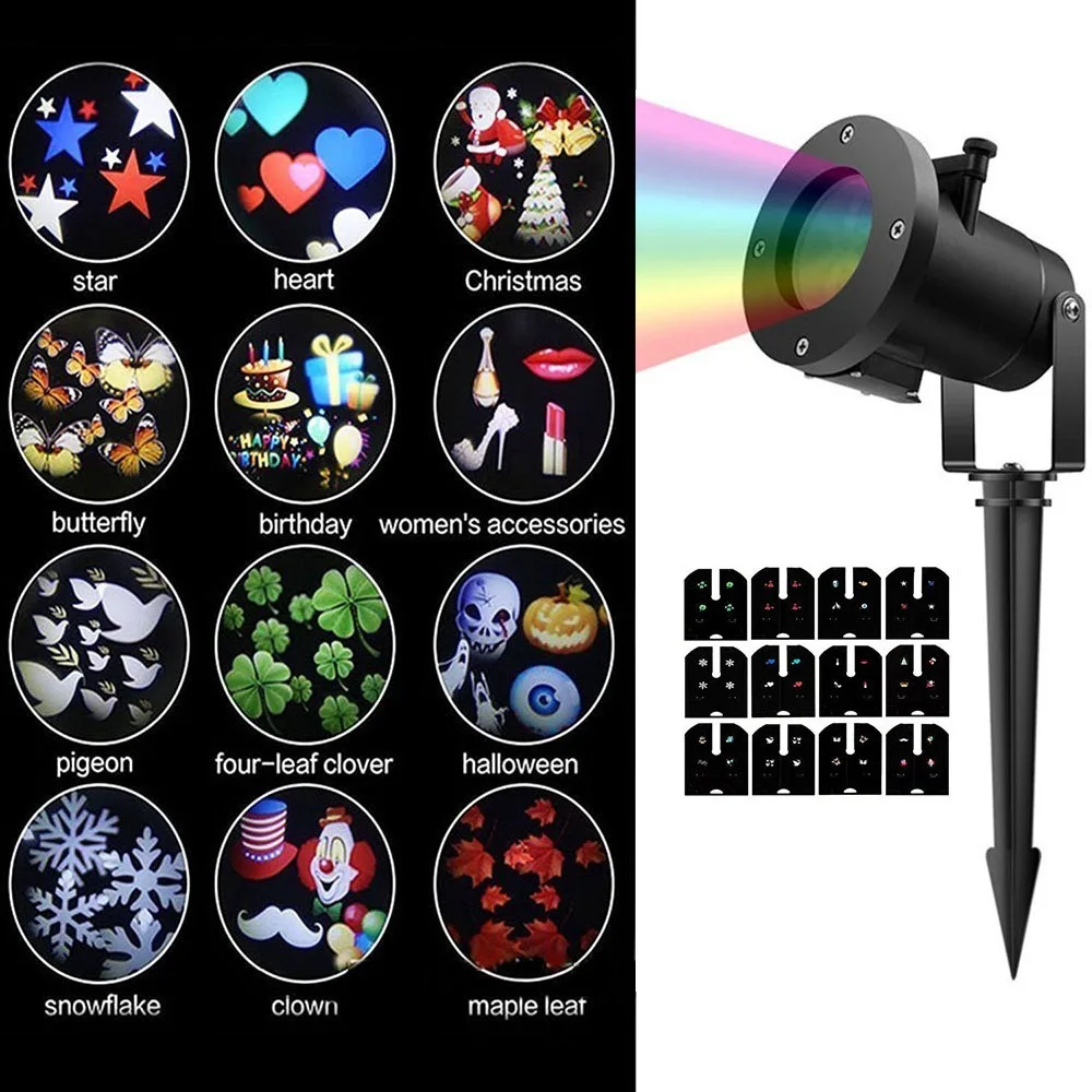 Мини Рождество Снеговик проектор открытый LED движущийся пейзаж лампа