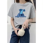 Футболка Disney Lilo  Stitch женская с мультяшным рисунком, модная повседневная белая футболка, милый топ, лето