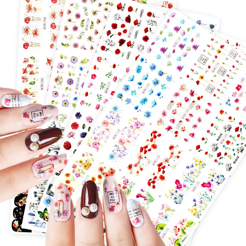 

1 шт наклейки для ногтей с цветами и животными, смешанный узор наклейки для ногтей 3D самодельные Украшения для ногтей ногти Стикеры Фольга д...