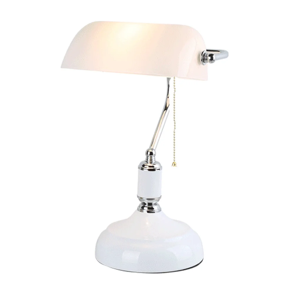 Винтаж лампа банкира настольная E27 с переключателем зеленый стеклянный абажур