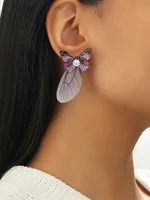 animal crystal zircon butterfly angel wings earrings ladies romantic travel party leisure jewelry ornaments earrings 1 pair