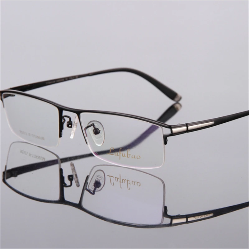 Очки из чистого титана Мужская полуоправа деловой Ультрамодный светильник