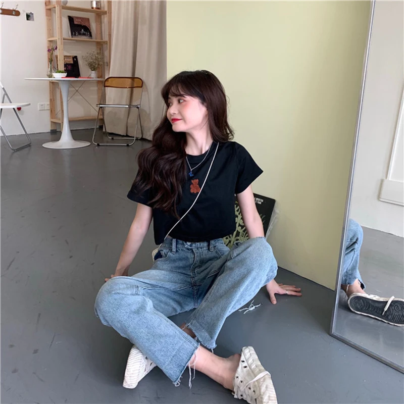 

Women's T-shirts Cartoon Bear Print T-shirt Women Summer Harajuku Shirt Casual Short Sleeve T-shirt Streetwear Female T-shirt