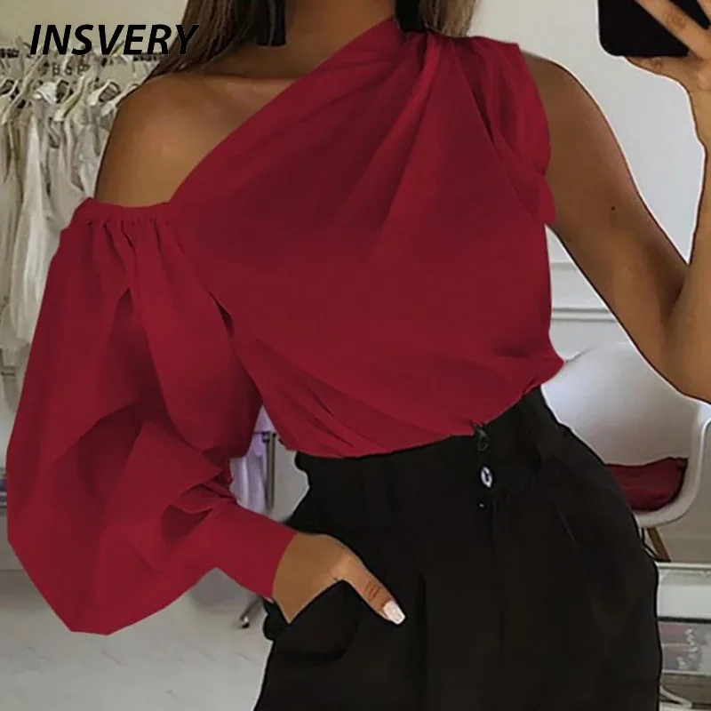 

Women Autumn Long Sleeve Shirt 2021 Sexy T Shirt Women Off Shoulder Solid Casual Tops Elegant Women T-shirt Streetwear