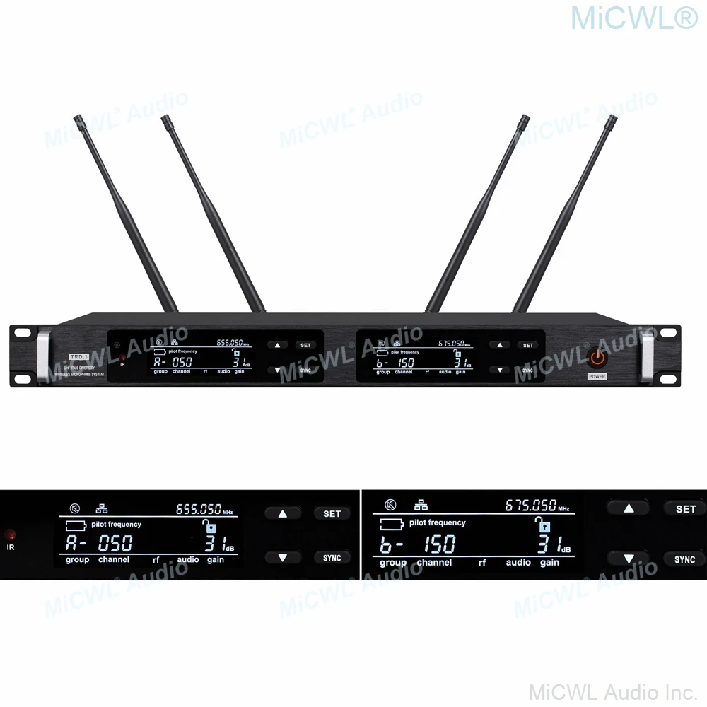 MiCWL AD4D Dual KSM8 Ручной беспроводной аудио микрофон UHF истинное разнообразие сцены