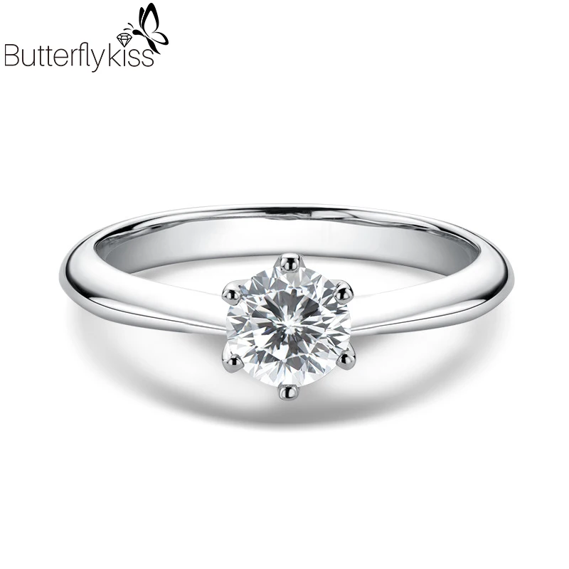 

BK Moissanite Rings 0.5ct Silver 925 DE Color Round Shape Wedding Moissanite Diamond Band Ring Gift Of Fine Jewelry For Women