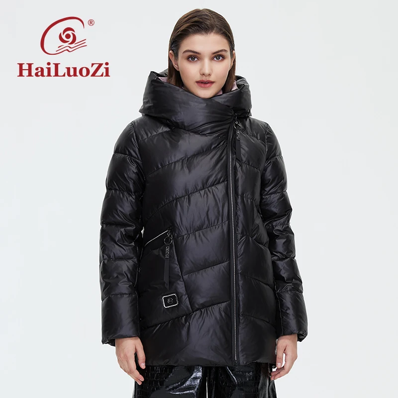 Новинка 2021 женская зимняя парка HaiLuoZi короткие теплые женские куртки с капюшоном