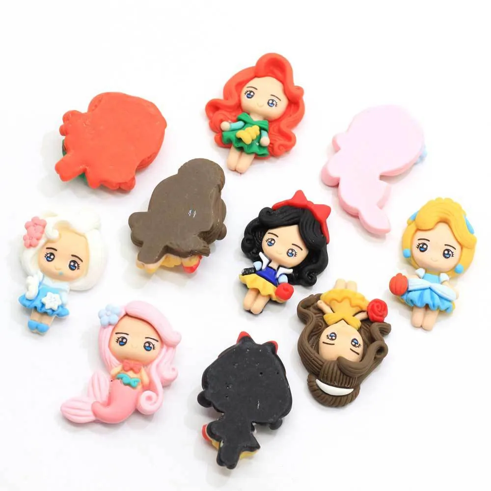 

Hobbyworker Cartoon Princess Girl Resin Accessories for DIY Hairpin Stationery Key Chain Decoration XQ07399