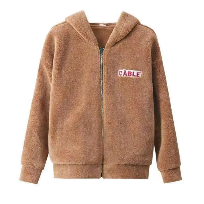 

Cashmere Plush Coat Women's 2020 Autumn / Winter Warm Coat Hairy Hooded Women's Wear Jackets for Women Winter Clothes