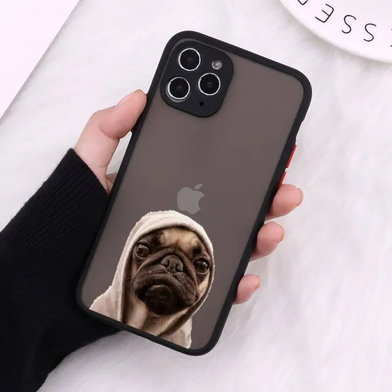 

Pug Dog French Bulldog Phone Case Matte For iPhone 12 Mini 11 Pro XR XS Max 7 8 Plus X Hard PC Back Cover