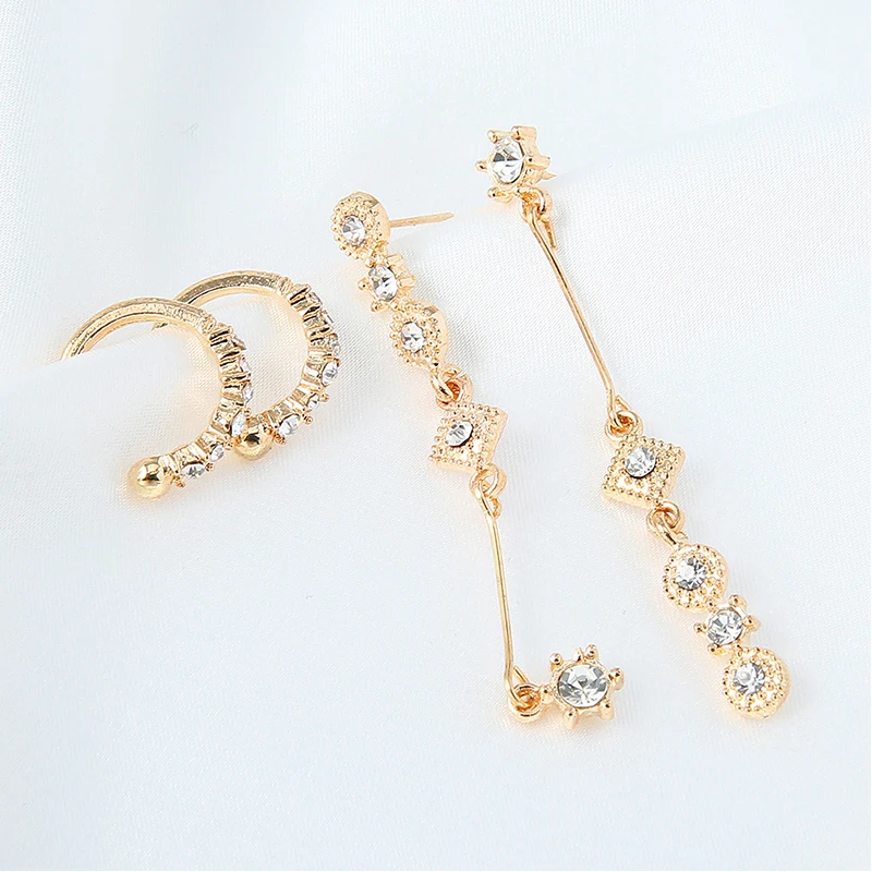 4 шт./компл. для женщин серьги модные длинные кисточки Кристаллы Подвеска золотые